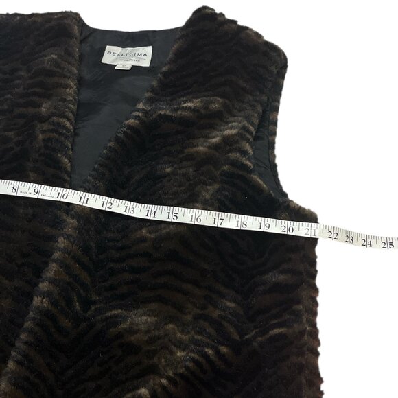 BELLISSIMA Vest Size 12 Faux Fur Zebra Print Thick Bohemian Vintage Long Cozy - Picture 7 of 8